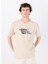 Bisiklet Yaka Baskılı Bej Erkek T-Shirt M5SM-TST1302 1