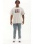 Oversize Baskılı Bisiklet Yaka T-Shirt - Gri 4