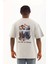 Oversize Baskılı Bisiklet Yaka T-Shirt - Gri 5
