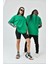 Basic Bisiklet Yaka Oversize T-Shirt - Yeşil 1