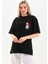 Baskılı Oversize T-Shirt - Siyah 2