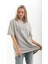 Taş Desenli Oversize T-Shirt - Gri 5