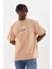 Baskılı Oversize T-Shirt - Bej 1