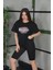 Baskılı Oversize T-Shirt - Siyah 1