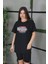 Baskılı Oversize T-Shirt - Siyah 2