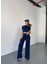 Osy Modal Yumuşak Dokulu Kumaş Kısa Kollu Crop Rahat Pantalon Ikili Takım - Lacivert 5