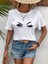 Kadın Kısa Kollu Bisiklet Yaka Göz Baskılı Süprem T-Shirt 1