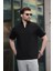 Siyah Polo Yaka Erkek Basic T-Shirt E7145 1