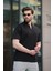 Siyah Polo Yaka Erkek Basic T-Shirt E7145 2