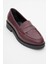 Pline Bordo Cilt Deri Kadın Loafer Ayakkabı 4