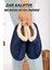 Unisex Peluş Içi Yünlü Kışlık Panduf Ev Pandufu Lacivert 1