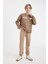 Erkek Çocuk Beli Bağcıklı Lastikli Paça Cepli Basic Düz Jogger Gabardin Pantolon A9395A824WN 4