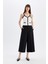 Klasik Chino Kumaş Pantolon Culotte Siyah Basic Düz Normal Bel Cepli Geniş Paça C2052AX24AU 3