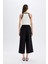 Klasik Chino Kumaş Pantolon Culotte Siyah Basic Düz Normal Bel Cepli Geniş Paça C2052AX24AU 6