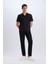 %100 Pamuk Yazlık Beli Lastikli Jogger Pantolon Slim Fit Dar Kesim Düz Paça Cepli D2671AX25SM 4