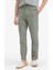 %100 Pamuk Keten Görünümlü Pantolon Beli Lastikli Slim Fit Dar Kesim Cepli Düz Paça D2671AX25SM 1