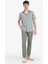 %100 Pamuk Keten Görünümlü Pantolon Beli Lastikli Slim Fit Dar Kesim Cepli Düz Paça D2671AX25SM 4