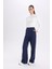 Wide Leg Geniş Paça Lacivert Eşofman Altı Beli Lastikli Cepli Basic Düz D3759AX24AU 2