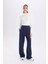 Wide Leg Geniş Paça Lacivert Eşofman Altı Beli Lastikli Cepli Basic Düz D3759AX24AU 4