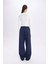 Wide Leg Geniş Paça Lacivert Eşofman Altı Beli Lastikli Cepli Basic Düz D3759AX24AU 6