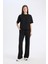 Wide Leg Geniş Paça Eşofman Altı Beli Lastikli Cepli Basic Düz D3759AX25SP 5