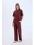 Wide Leg Geniş Paça Eşofman Altı Beli Lastikli Cepli Basic Düz Bordo D3759AX25SP 3