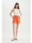 Relax Fit Paperbag Bel Geniş Paça Keten Karışımlı Şort D3944AX24SM 4