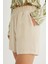 Relax Fit Paperbag Bel Geniş Paça Keten Karışımlı Şort D3944AX24SM 5