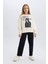 Kız Çocuk Siyah Straight Fit Düz Kesim Beli Lastikli Pantolon D5984A824WN 4