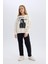 Kız Çocuk Siyah Straight Fit Düz Kesim Beli Lastikli Pantolon D5984A824WN 5