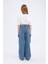 Kız Çocuk Wide Leg Kargo Geniş Bol Paça Pamuklu Jean Pantolon D7091A825SM 6