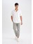 %100 Pamuk Yazlık Jogger Pantolon Basic Düz Beli Bağcıklı Cepli Lastikli Paça D7782AX24AU 2