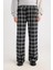 Wide Leg Kumaş Pijama Pantolon Geniş Bol Paça Kareli Normal Bel Lastikli Cepli D9548AX24WN 1