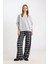 Wide Leg Kumaş Pijama Pantolon Geniş Bol Paça Kareli Normal Bel Lastikli Cepli D9548AX24WN 2