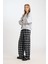 Wide Leg Kumaş Pijama Pantolon Geniş Bol Paça Kareli Normal Bel Lastikli Cepli D9548AX24WN 3