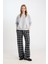 Wide Leg Kumaş Pijama Pantolon Geniş Bol Paça Kareli Normal Bel Lastikli Cepli D9548AX24WN 4