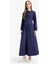 Regular Fit Bisiklet Yaka Uzun Kollu Maxi Elbise F2728AX25SP 1