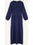 Regular Fit Bisiklet Yaka Uzun Kollu Maxi Elbise F2728AX25SP 8