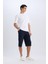 Slim Fit Dar Kesim Kargo Cepli Basic Düz Kapri Şort T4693AZ25SM 4