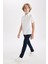 Erkek Çocuk Düz Paça Beli Lastikli Cepli Lacivert Basic Düz Gabardin Okul Pantolonu T8850A624AU 3