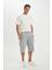 Slim Fit Dar Kesim Kargo Cepli Basic Düz Kapri Şort T4693AZ24SM 3