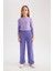 Kız Çocuk Mor Wide Leg Geniş Paça Basic Düz Pamuklu Pantolon B7784A8NS 3