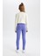 Kız Çocuk Mor Legging Fit Basic Düz Pamuklu Tayt B7786A8NS 5