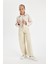 Kız Çocuk Wide Leg Geniş Bol Paça Cepli Pamuklu Bej Pantolon C7473A824AU 2