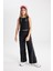 Kız Çocuk Wide Leg Geniş Bol Paça Beli Lastikli Siyah Pantolon C8775A824AU 4