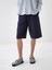 Lacivert Oversize Keten Şort 1