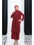 Büyük Beden Dantel Yelek Elbise Ikili Takım 4123-03 Bordo 3
