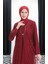 Büyük Beden Dantel Yelek Elbise Ikili Takım 4123-03 Bordo 4