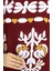 Viskon Kumaş Kolu Lastikli Desenli Elbise 0046-02 Bordo 4