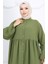 Aerobin Kumaş Boydan Düğmeli Elbise 0045-02 Haki 3